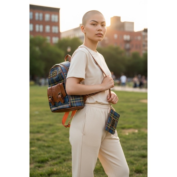 Loungefly Pokemon Pikachu Plaid Mini Backpack Wallet Set Tan Brown Blue Yellow - Picture 1 of 7